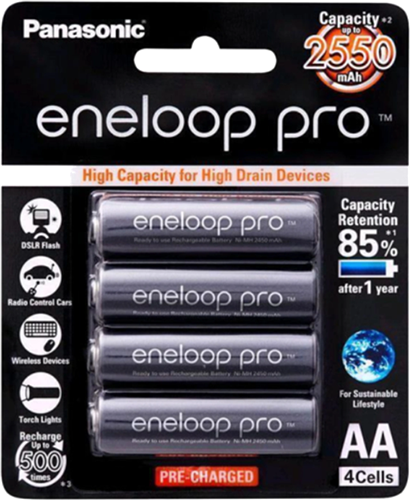 Panasonic Eneloop PRO AA 2500mAh Rechargeable Batteries 4 Pack – Batteries & Chargers | ACP Online