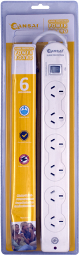 Sansai 6 Way Surge Powerboard with Master Switch – Surge & Spike Protectors | ACP Online