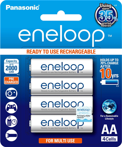 Panasonic Eneloop AA 2000mAh Rechargeable Batteries 4 Pack – Batteries & Chargers | ACP Online