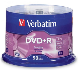 Verbatim DVD+R 4.7GB 16x 50 Pack on Spindle