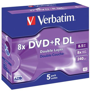 Verbatim DVD+R High Speed Double Layer 8.5GB 5 Pack 