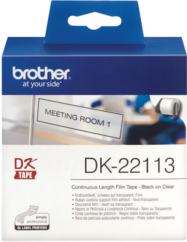 Brother DK22113 Continuous Clear Film Tape (Black Print on Clr) 62mm – POS - Consumables | ACP Online