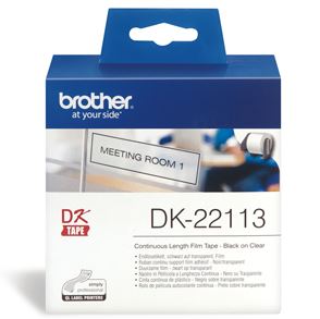 Brother DK22113 Continuous Clear Film Tape (Black Print on Clr) 62mm