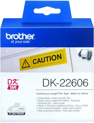 Brother DK22606 Continuous Paper Tpe (Blk Pnt on Yellow) 62mm x 15.24m – POS - Consumables | ACP Online