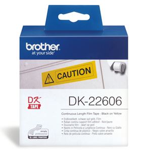 Brother DK22606 Continuous Paper Tpe (Blk Print on Yellow) 62mm x 15.24m