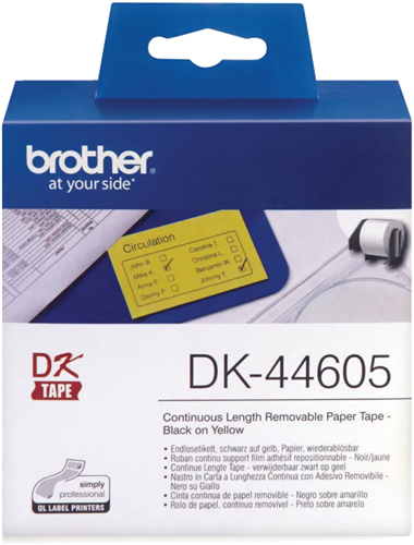 Brother DK44605 Yellow Continuous Removable Paper Tape 54mm x 30.48m – POS - Consumables | ACP Online