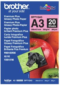 Brother BP71GA3 A3 Glossy 260GSM Inkjet Paper 20 Sheets