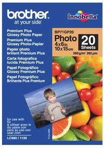 Brother BP71GP20 6x4 Glossy 260GSM Inkjet Paper 20 Sheets