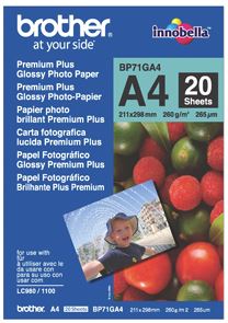Brother BP71GA4 A4 Glossy 260GSM Inkjet Paper 20 Sheets