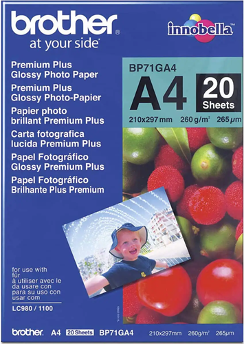 Brother BP71GA4 A4 Premium Glossy Photo Paper 260GSM 20 Sheets – Printer Consumables | ACP Online