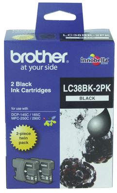 Brother LC38K2PK Black Ink Cartridge Twin Pack