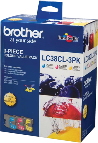 Brother LC38CL3PK CMY Colour Ink Cartridges (Triple Pack) – Printer Consumables | ACP Online