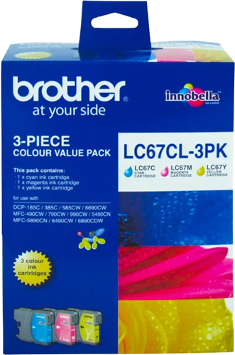 Brother LC67CL3PK CMY Colour Ink Cartridges (Triple Pack) – Printer Consumables | ACP Online