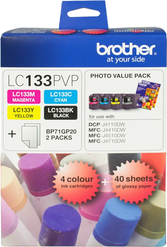 Brother LC133PVP Combo Pack with 40 Sheets of 6x4 Photo Paper – Printer Consumables | ACP Online