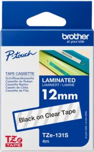 Brother TZe-131S 12mm x 4m Black on Clear Laminated Tape – Labelling Devices | ACP Online Brother TZe-131S 12mm x 4m Black on Clear Laminated Tape – Labelling Devices | ACP Online