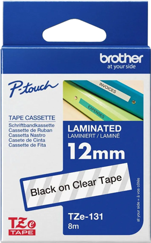 Brother TZe-131 12mm x 8m Black on Clear Tape – Labelling Devices | ACP Online