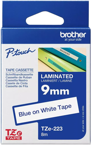 Brother TZe-223 9mm x 8m Blue on White Tape – Brother Printers & Accessories | ACP Online