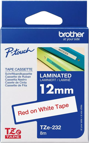 Brother TZe-232 12mm x 8m Red on White Tape – Brother Printers & Accessories | ACP Online
