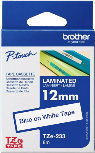 Brother TZe-233 12mm x 8m Blue on White Tape – Brother Printers & Accessories | ACP Online