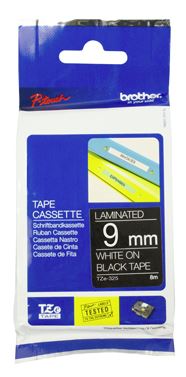 Brother TZe-325 9mm x 8m White on Black Tape