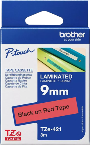 Brother TZe-421 9mm x 8m Black on Red Tape – Labelling Devices | ACP Online