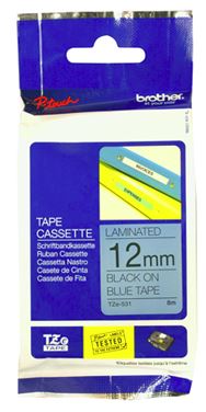 Brother TZe-531 12mm x 8m Black on Blue Tape