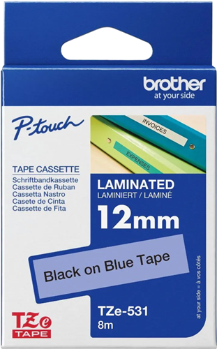 Brother TZe-531 12mm x 8m Black on Blue Tape – Labelling Devices | ACP Online