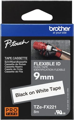 Brother TZe-FX221 9mm x 8m Black on White Flexi ID Tape – Brother Printers & Accessories | ACP Online