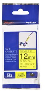 Brother TZe-FX631 12mm x 8m Black on Yellow Flexi ID Tape