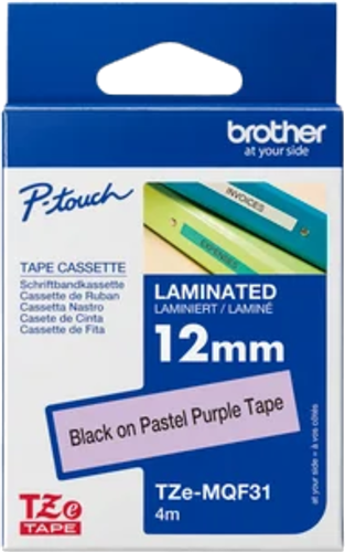 Brother TZe-MQF31 12mm x 4m Black on Pastel Purple Tape – Labelling Devices | ACP Online