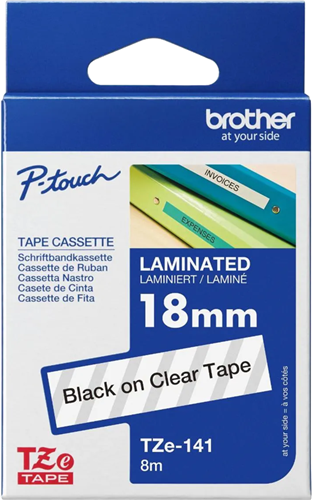 Brother TZe-141 18mm x 8m Black on Clear Tape – Labelling Devices | ACP Online