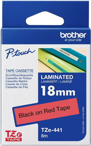 Brother TZe-441 18mm x 8m Black on Red Tape – Labelling Devices | ACP Online