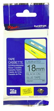 Brother TZe-541 18mm x 8m Black on Blue Tape