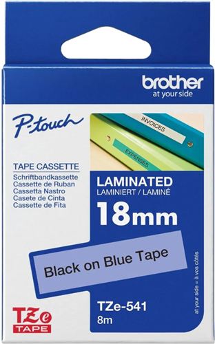Brother TZe-541 18mm x 8m Black on Blue Tape – Labelling Devices | ACP Online