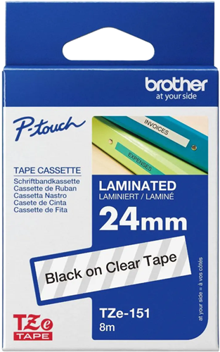 Brother TZe-151 24mm x 8m Black on Clear Tape – Labelling Devices | ACP Online