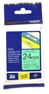 Brother TZe-751 24mm x 8m Black on Green Tape