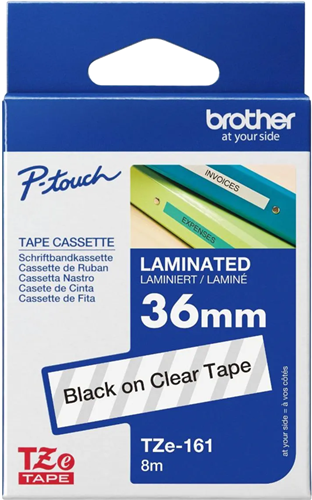 Brother TZe-161 36mm x 8m Black on Clear Tape – Labelling Devices | ACP Online