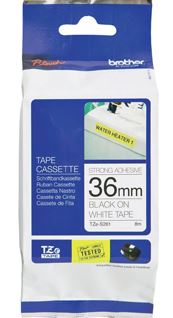 Brother TZe-S261 36mm x 8m Extra Strength Black on White Tape