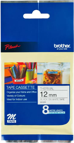 Brother MK-231 12mm x 8m Black on White M Label Tape – Labelling Devices | ACP Online