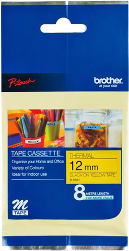 Brother MK-631 12mm x 8m Black on Yellow M Label Tape – Labelling Devices | ACP Online