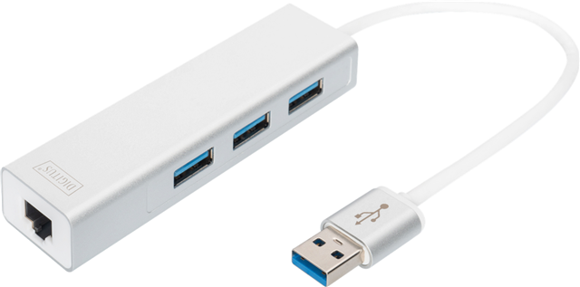 Digitus USB 3.0 3-Port Hub & Gigabit LAN Adapter – USB Hubs | ACP Online