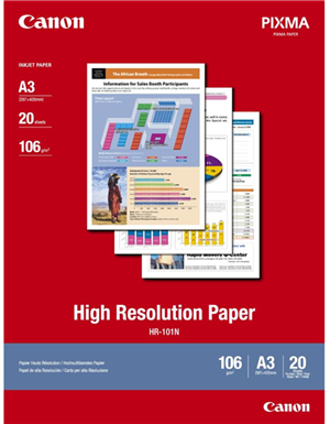 Canon HR-101N A3 High Resolution 106gsm Photo Paper - 20 Sheets