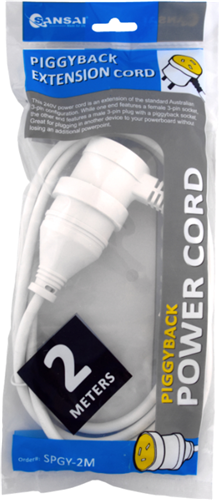 Sansai Piggy Back Extension Cord 2M – Surge & Spike Protectors | ACP Online