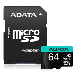 ADATA Premier Pro microSDXC UHS-I U3 A2 V30 Card 64GB + Adapter