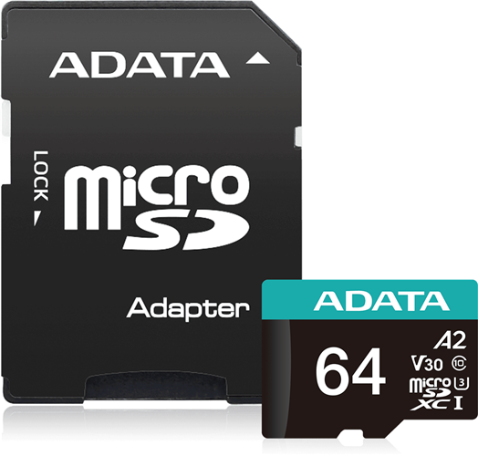 ADATA Premier Pro microSDXC UHS-I U3 A2 V30 Card with Adapter 64GB – Memory - Secure Digital | ACP Online