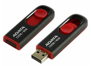 ADATA C008 Retractable USB2.0 Flash Drive 16GB Black/Red
