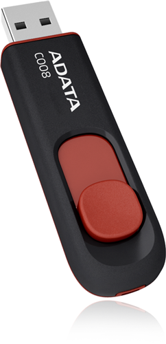 ADATA C008 Retractable USB 2.0 16GB Black/RedFlash Drive – Drives - Flash/Pen | ACP Online