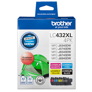 Brother LC432XL4PKS 4-Pack High Yeild Ink Cartridge