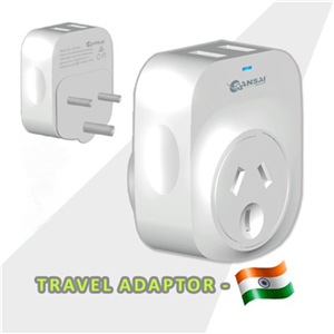 Sansai Outbound USB Travel Plug NZ to India