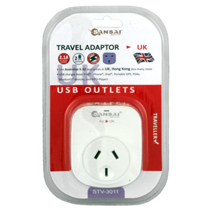 Sansai Outbound USB Travel Adapter - NZ/AU to UK Plug – Surge & Spike Protectors | ACP Online